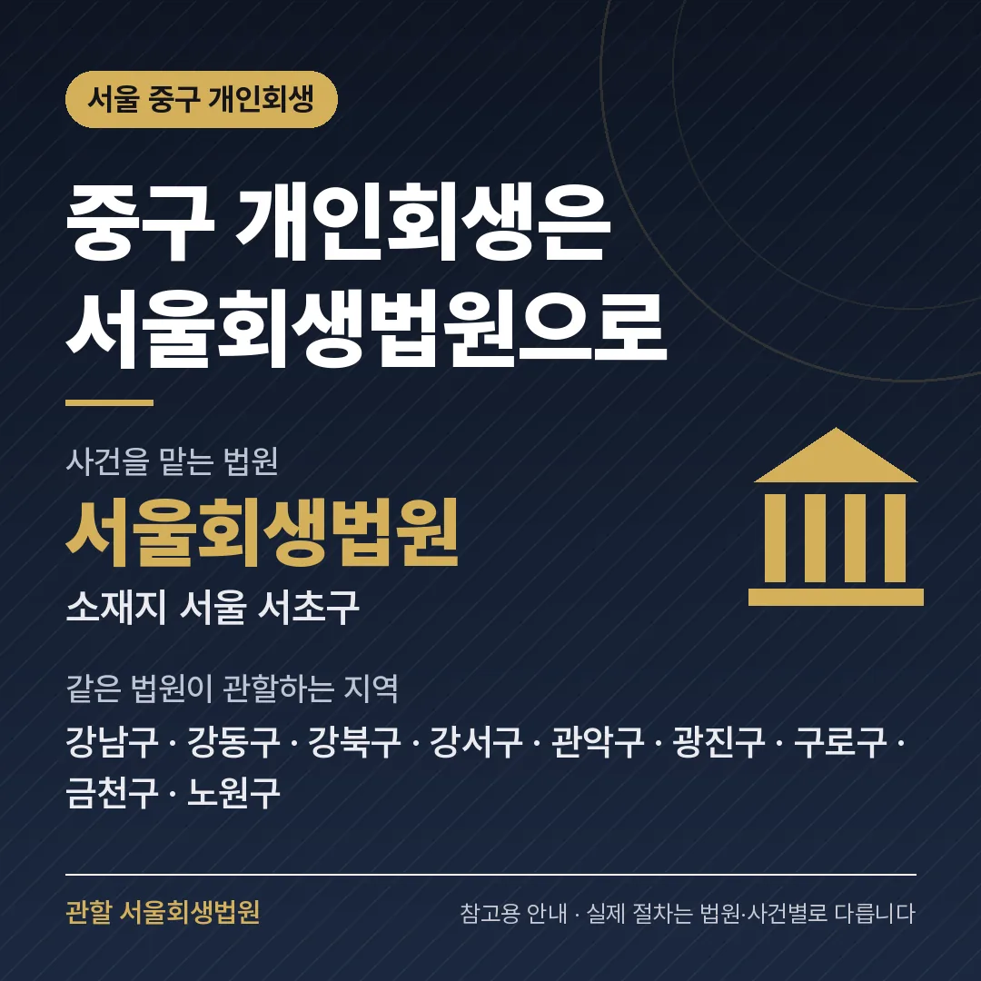 서울 중구 개인회생 관할 법원 — 서울회생법원 서울 중구 개인회생 관할 법원 — 서울회생법원